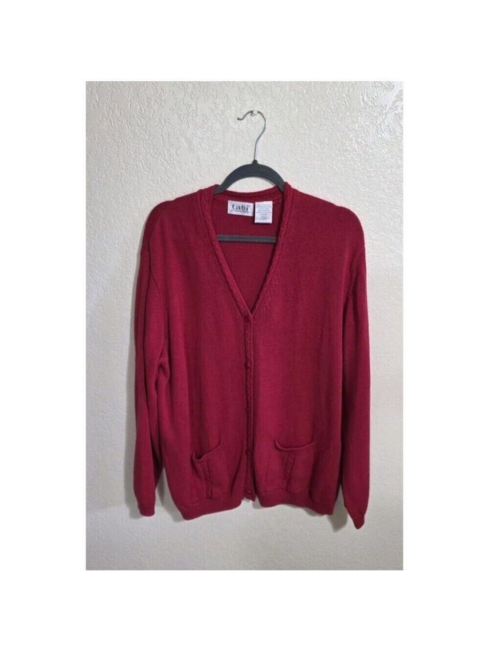 Tabi International Red Sweater Vintage Button Down Cotton Women's XL